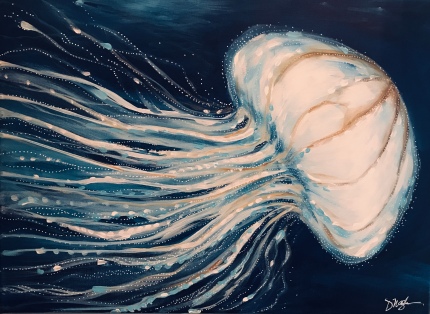 White Jellyfish painting - www.dawnnaglegallery.com